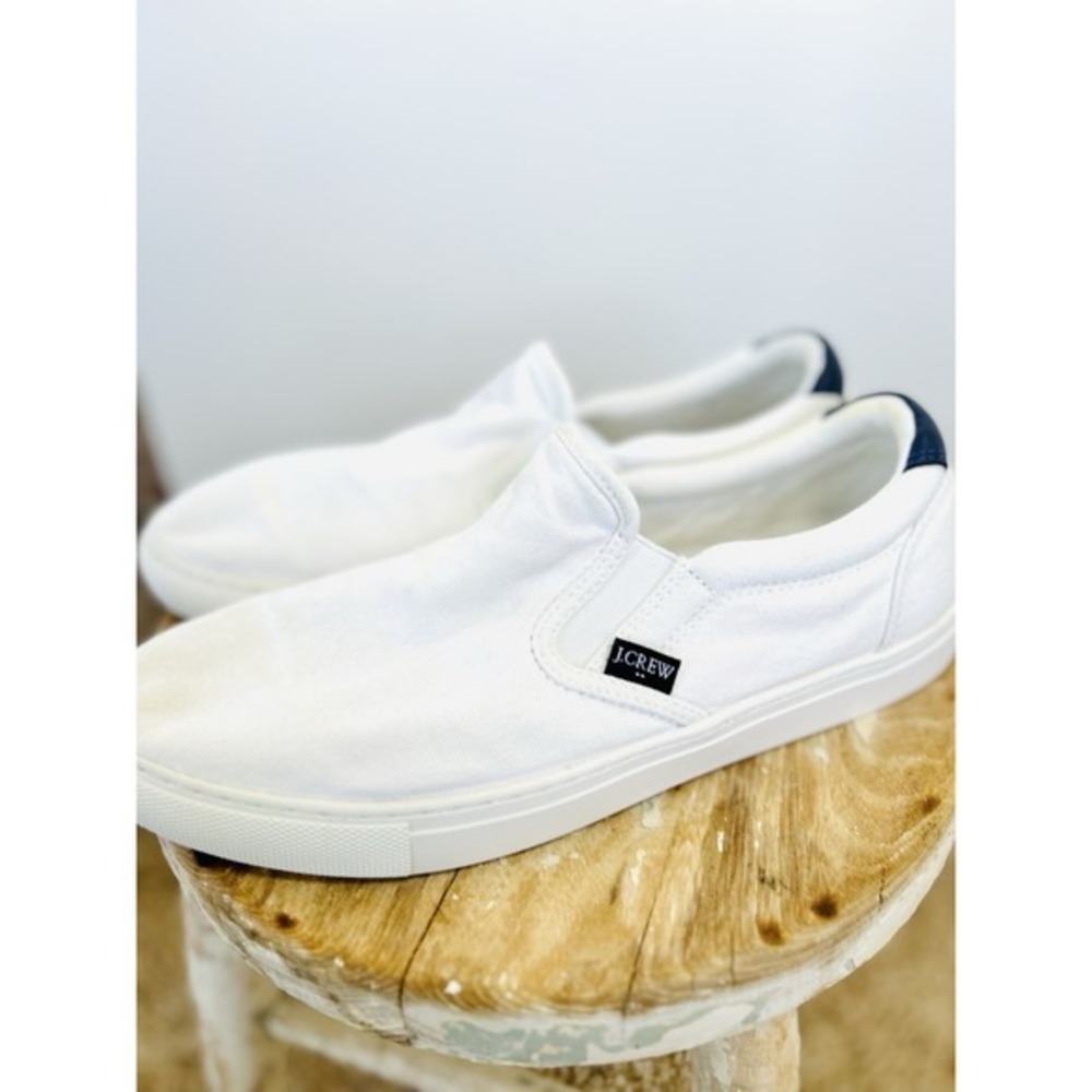 J. Crew Factory Men's Canvas Slip-On Sneakers Sz‎ 9.5 in White